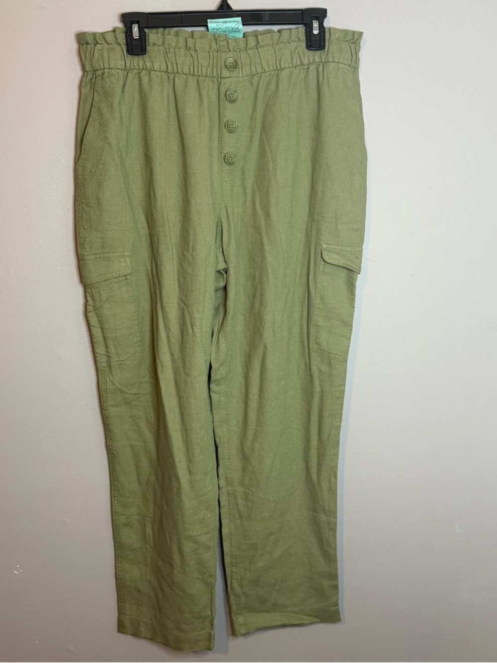 NWOT Olive Green Cargo Linen Blend Pants